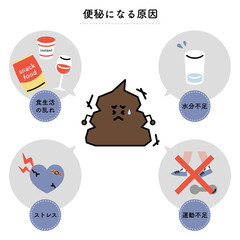 便秘の原因　イラストセット（日本語ver.）