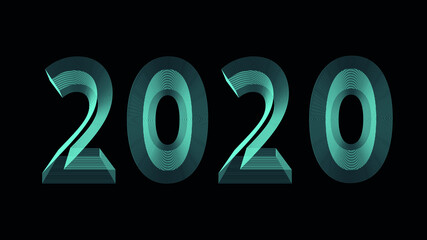 The word 2022 written blue gradient neon light glowing in the dark. Concept for new year 2022.