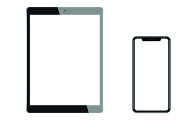 Modern digital tablet and smartphone. Screen of modern Digital Tablet and Smart Phone Isolated on White. Vector illustration