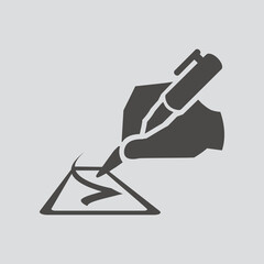 hand writing icon isolated sign symbol and flat style for app, web and digital design.