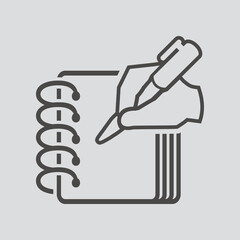 hand writing icon isolated sign symbol and flat style for app, web and digital design.