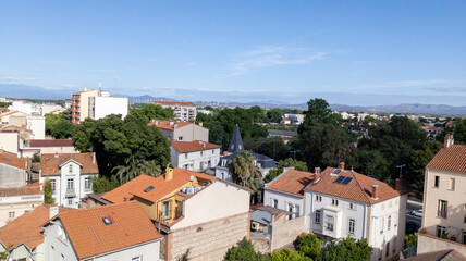 top view of the city Perpignan in Pyrenees-Orientales France