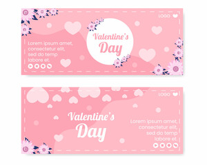 Happy Valentine's Day Banner Template Flat Design Illustration Editable of Square Background for Social media, Love Greeting Card or Web