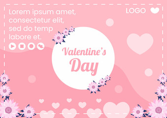 Happy Valentine's Day Brochure Template Flat Design Illustration Editable of Square Background for Social media, Love Greeting Card or Banner