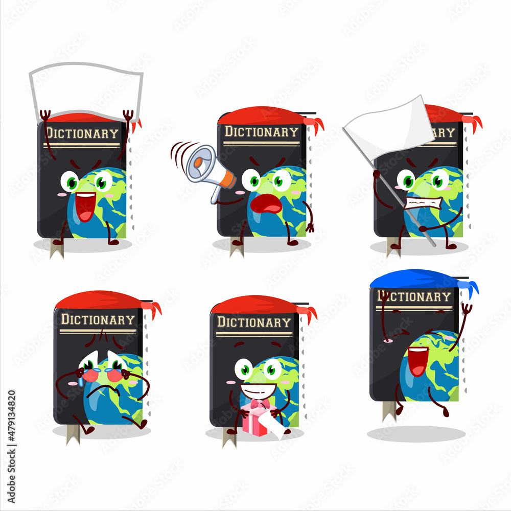 Sticker mascot design style of dictionary book character as an attractive supporter