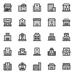 Outline icons for hospital building.