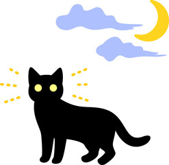 目が光っている猫と夜空