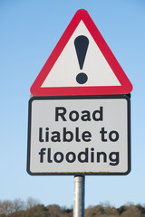 road sign road liable to flooding