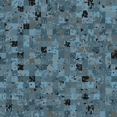 Abstract seamless pattern with blue colored chaotic squares on dark