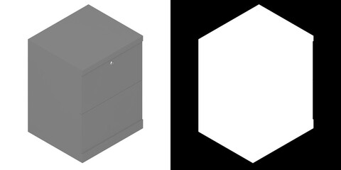 3D rendering illustration of a filing cabinet