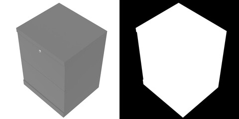 3D rendering illustration of a filing cabinet