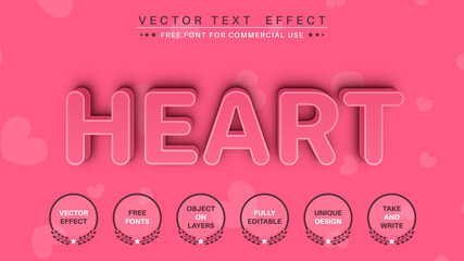Fototapeta na wymiar Pink Heart - Editable Text Effect, Font Style