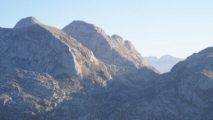 Warm summer day in the Prokletije national park within the Dinaric Alps Mountain Range on the Peaks of the Balkans Trail near Plav, Montenegro.