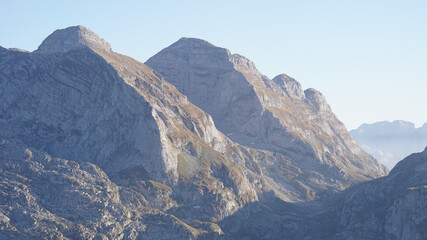 Warm summer day in the Prokletije national park within the Dinaric Alps Mountain Range on the Peaks of the Balkans Trail near Plav, Montenegro.