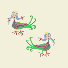 Design fabulous bird Sirin. Hand drawn.