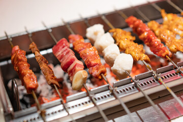 Kebabs on a charcoal stove