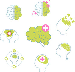 Head with brain vector icon. Simple isolated silhouette symbol | brain-mental-health-icons-vector-sets | Vector illustration EPS 10.