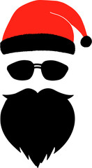 Isolated silhouette fase Santa Claus. Merry Christmas. Happy New Year. Cool Santa. Santa in a mask. Santa with glasses