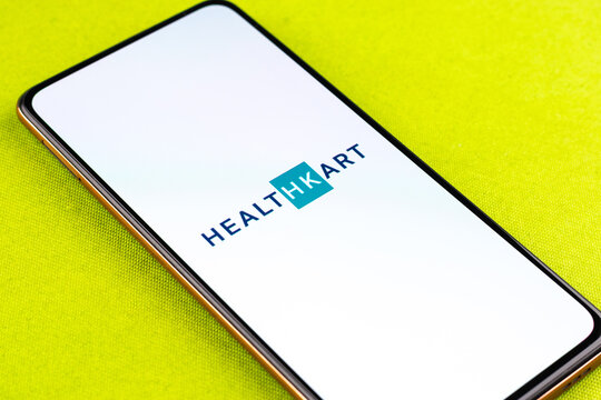 West Bangal, India - January 7, 2022 : HealthKart logo on phone screen stock image.
