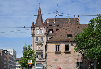 Obraz premium Historisches Bauwerk in der Altstadt non Nürnberg, Franken, Bayern