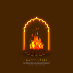 Vector illustration of Happy Lohri holiday background for Punjabi festival.