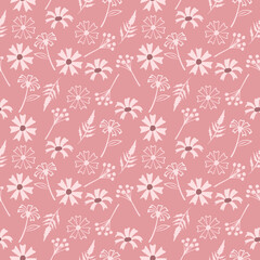 seamless pattern with flowers in pink background