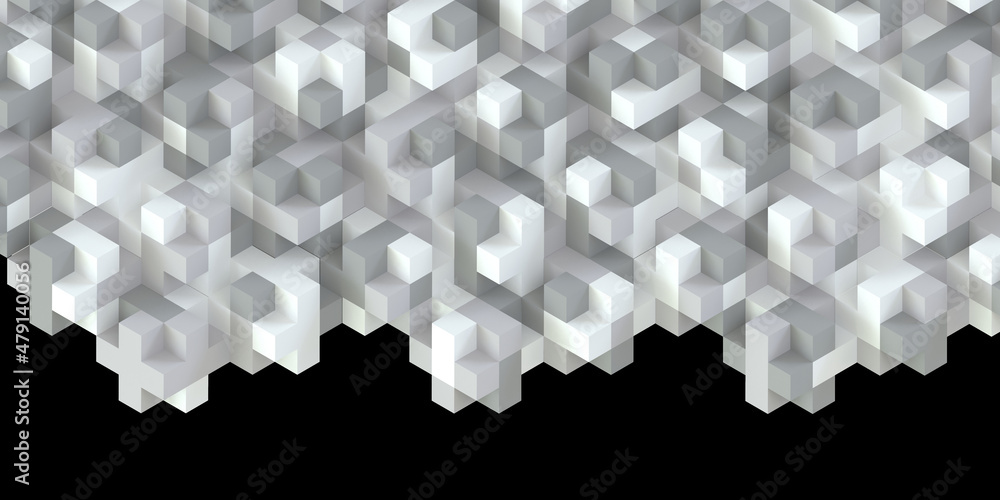 Leinwandbilder horizontal composition of white cubes of different sizes as background and texture.. 3d rendering