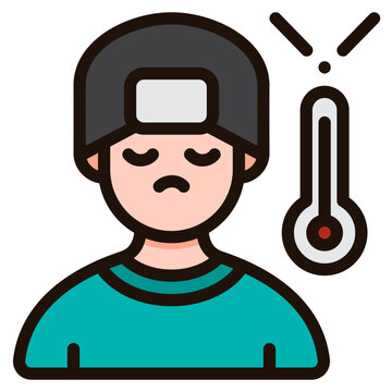 sick person with thermometer icon clip art preview