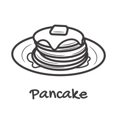 Pancakes with syrup and butter on a plate flat vector icon for food apps and websites. Vector Illustration