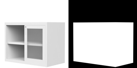 3D rendering of a filing cabinet with glass doors