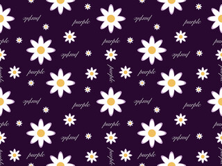 white flower cartoon character seamless pattern on purple background