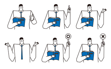 Vector illustration set of a teacher wearing a tie.