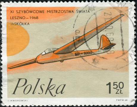 POLAND - CIRCA 1968: Postage stamp printed by Poland shows image Glider Swallow, series Leszno