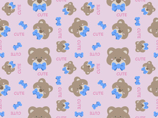 Bear cartoon character seamless pattern on pink background