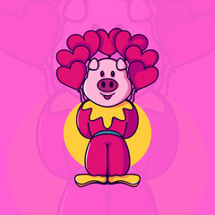 Fototapeta premium Clown Pig Valentine
