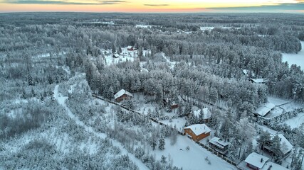 Beautiful nature in winter from drone in Russia