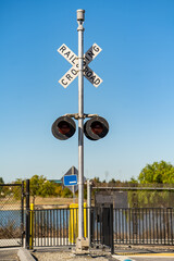 Classic american railroad crossing signal. 