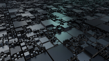 Abstract background of black and gray cubes, 3d render