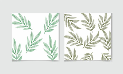 Seamless pattern with stylized leaves. Watercolor hand drawn illustration. editable premium vector