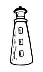 Hand drawn linear style lighthouse