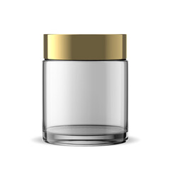 100g clear glass jar cosmetic gold container isolated