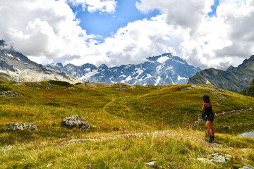 Fototapeta na wymiar Alpes montagnes cimes enneigées