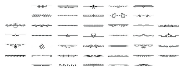 Set Black Simple Line Collection Doodle Border Elements Vector Design Style Sketch Isolated Illustration For Banner