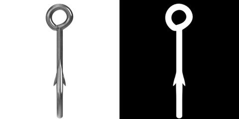 3D rendering illustration of a fish hook