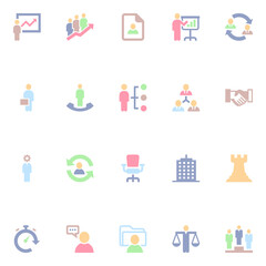 Flat color icons for human resources.