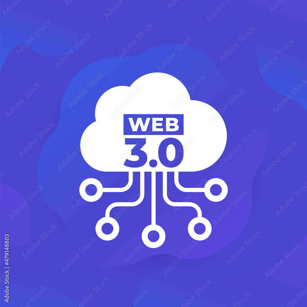 Poster web 3.0 icon with a cloud, vector