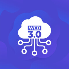 Web 3.0 icon with a cloud, vector