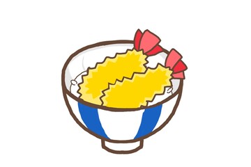 天丼　shrimp bowl　cartoon food illustration