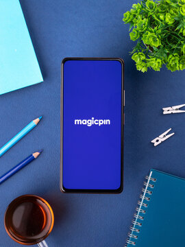 West Bangal, India - December 15, 2021 : Magicpin logo on phone screen stock image.