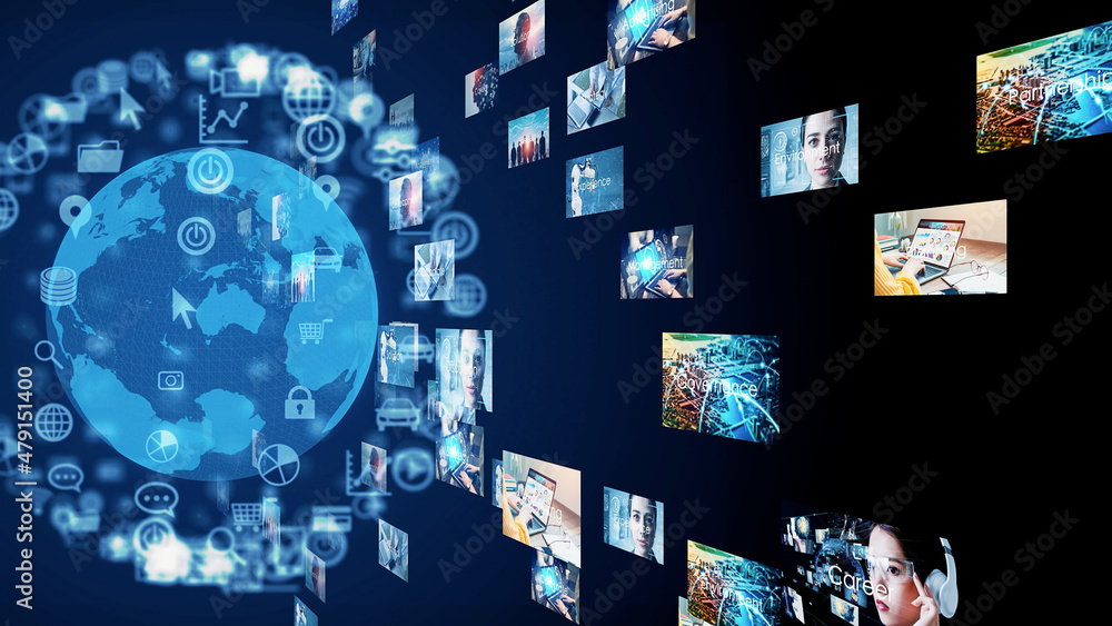 Aufkleber global communication network concept. digital contents.